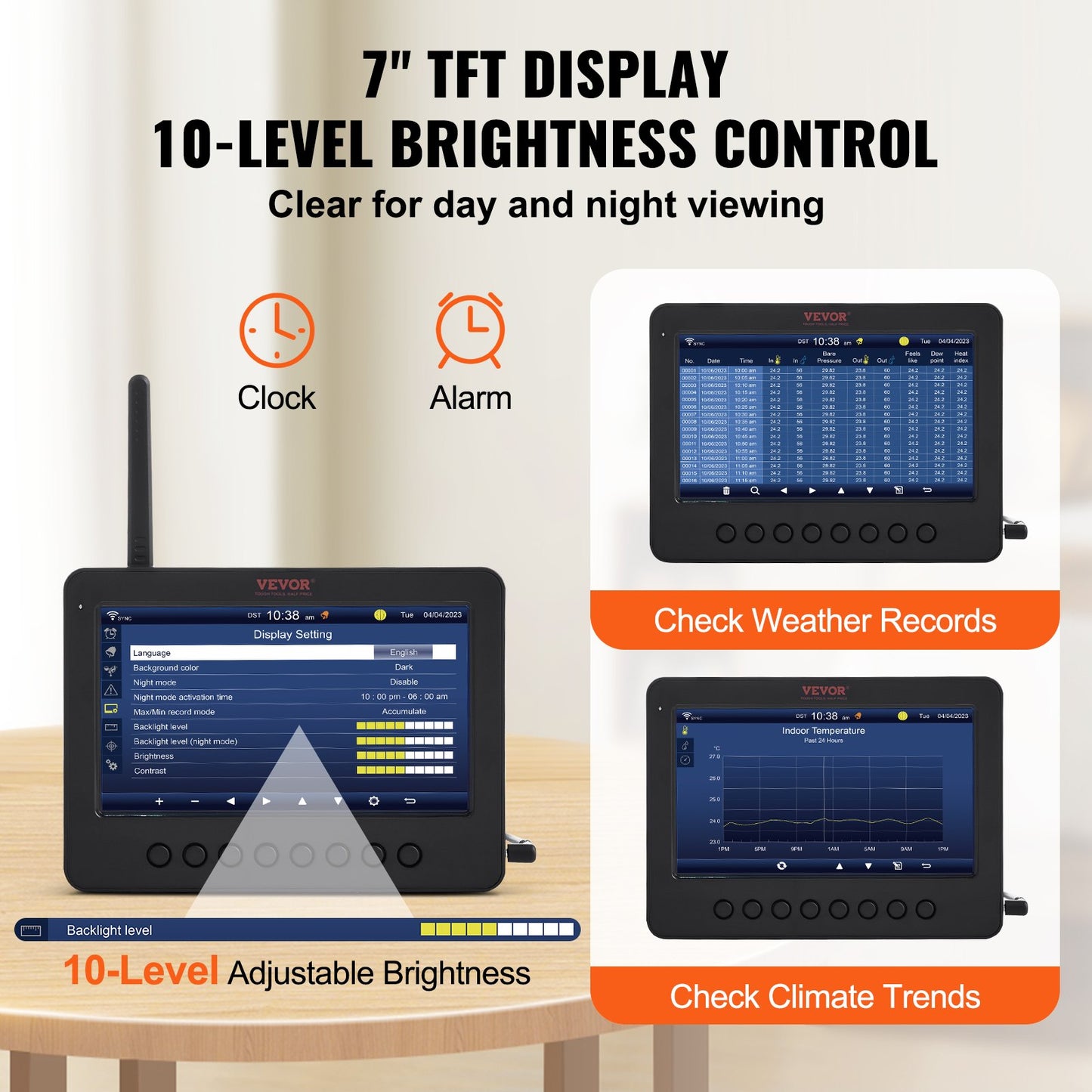 7-in-1 Wi-Fi Weather Station 7 In TFT Display Wireless Outdoor Sensor