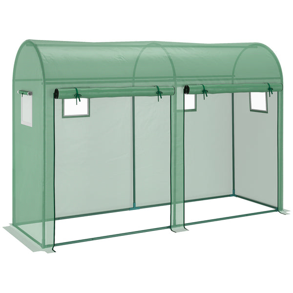 Gewächshaus Mit Fernster, Tür, Foliengewächshaus Aus Stahl, Treibhaus Mit PE-Gitterfolie Für Balkon, Garten, Tomatenhaus 300x100x200cm, Tomatengewächshaus Für Gemüse, Blumen, Pflanzen, Grün