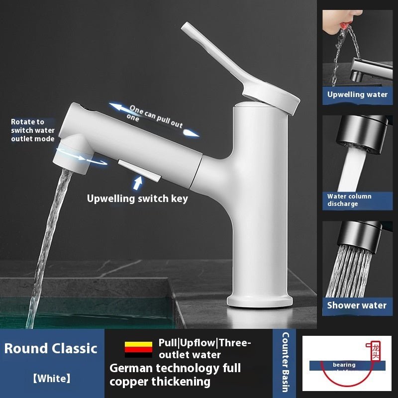 Washbasin Pull-out Faucet Lifting Bathroom Table Hot And Cold