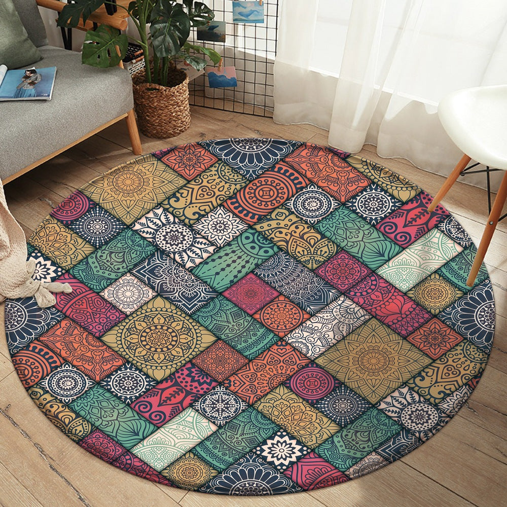 Flannel Carpet Mandala Printed Round