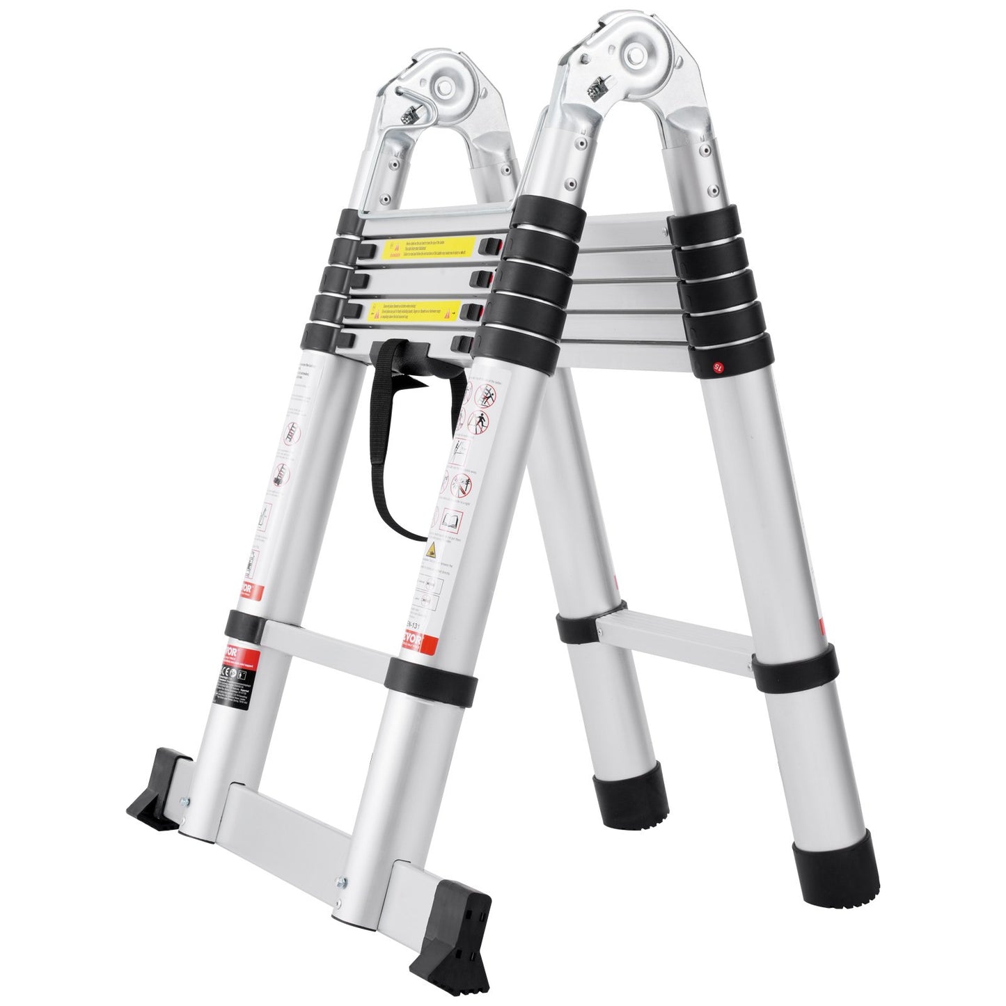 Telescoping Extension Ladder 12.5FT A-Shape W  Stabilizer Bar For RV