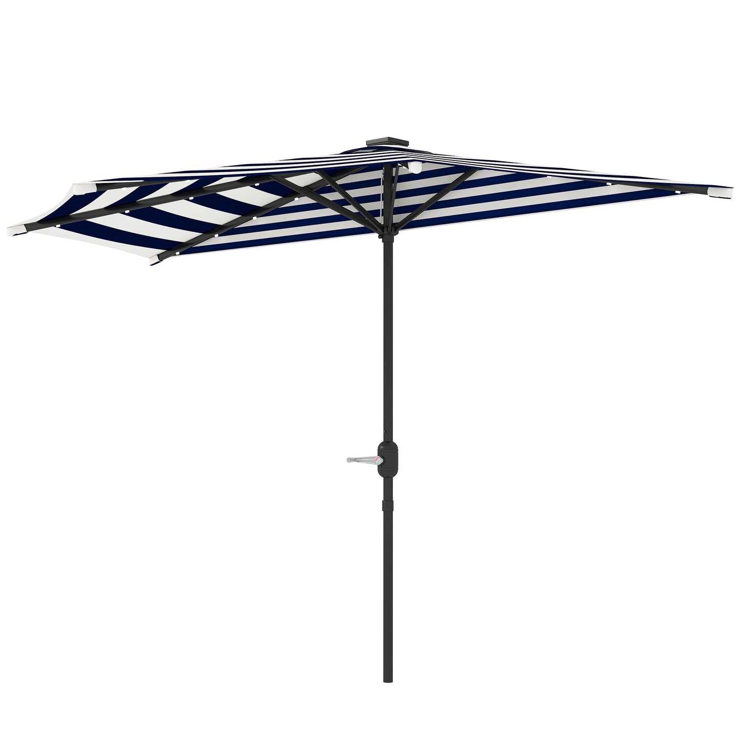 Half Umbrella Outdoor Patio Umbrella, Small Balcony Umbrella, Vented Half Patio Umbrella With Crank 8 Ribs, Porch Umbrella For Garden Deck Poolside, Navy Blue