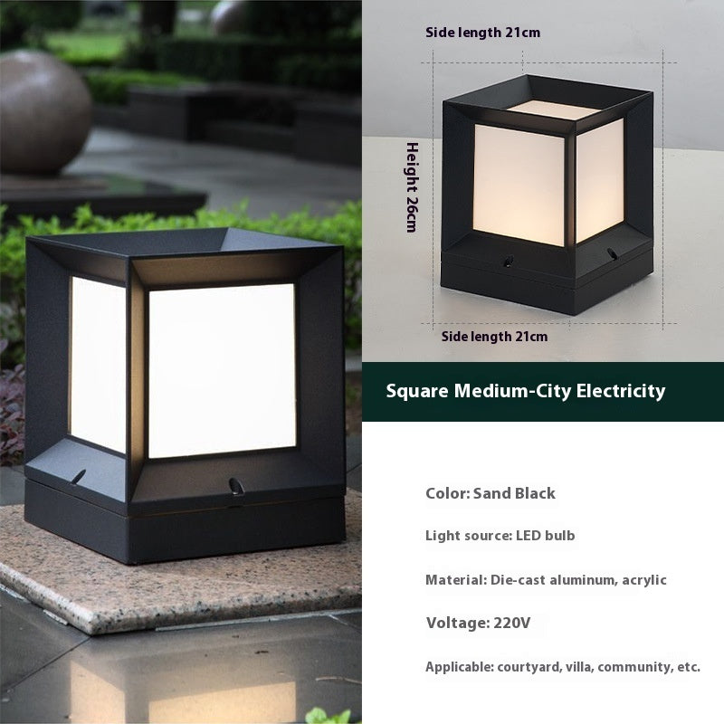 Modern Square Pillar Outdoor Waterproof Landscape Lawn Lamp