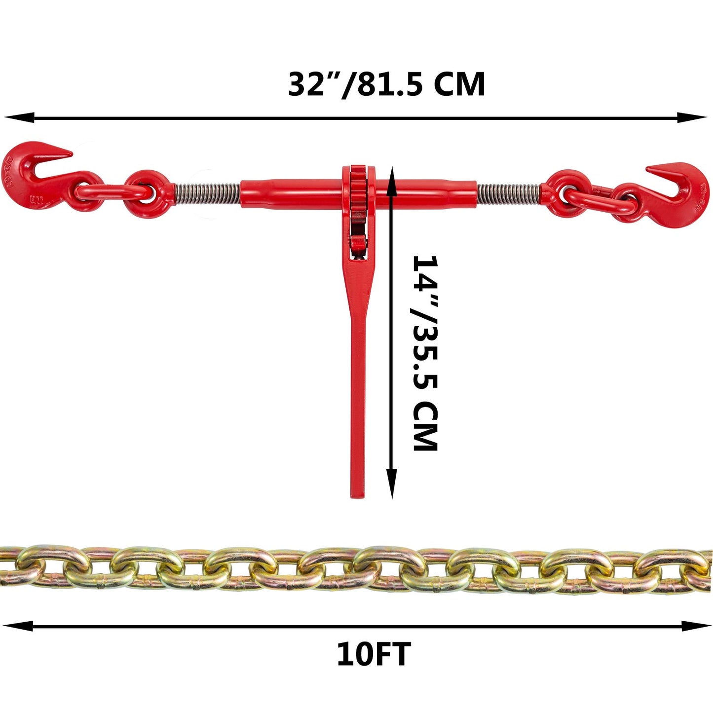Chain And Binder Kit , Ratchet Load Binders 9215lbs Working Strength, Ratchet Binders And Chains, Or Truck, Tie Down, Hauling, Towing