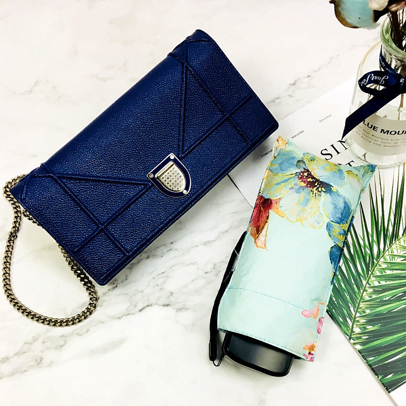 Mini Flat Five-fold Umbrella Vinyl Folding Sun Umbrella Umbrella Dual-use Sun Protection Pocket Umbrella Sun Umbrella For Women