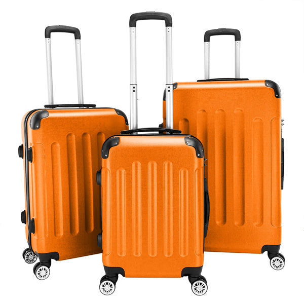 Maleta con ruedas 3 en 1 ABS de 20, 24 y 28 pulgadas, color naranja