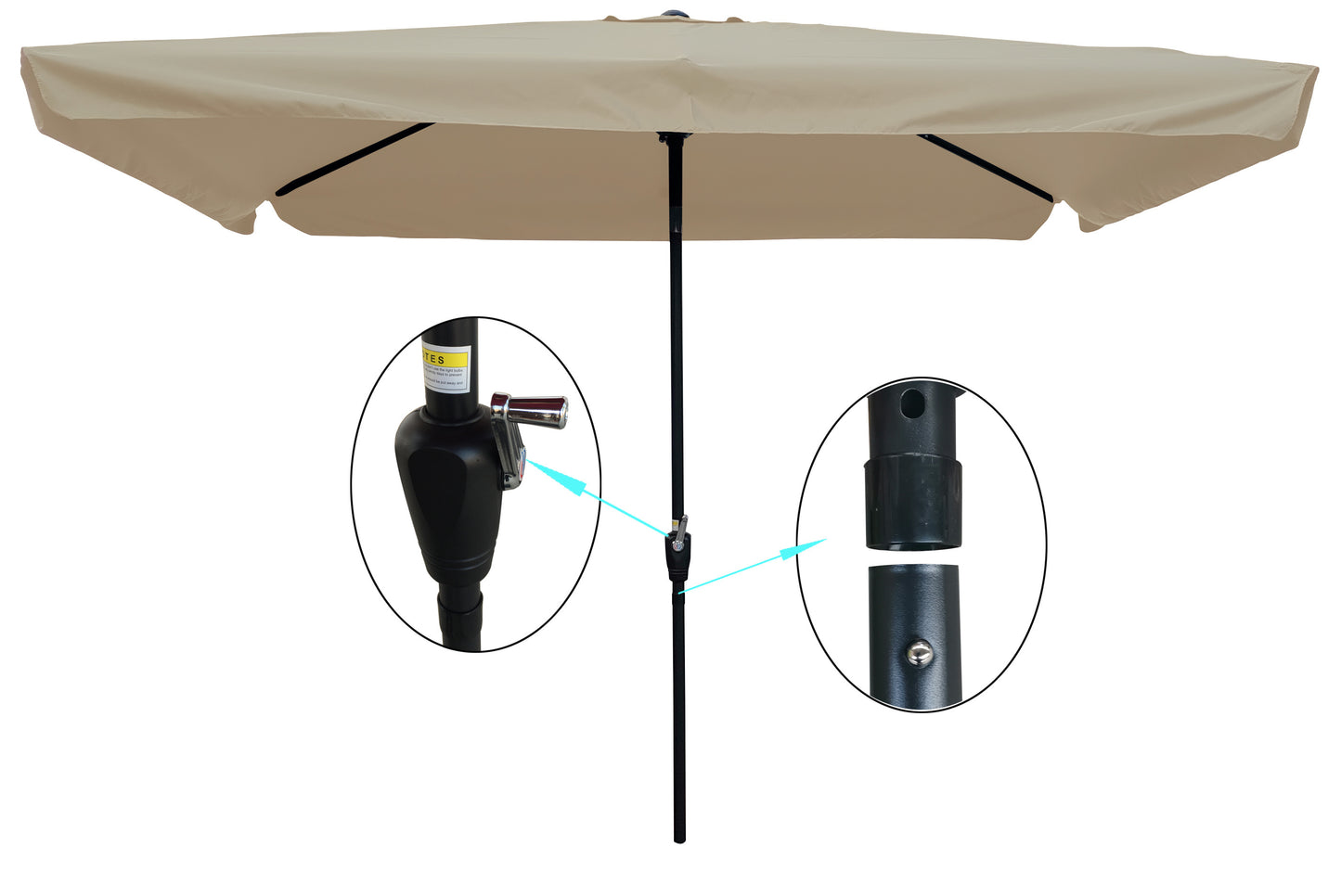 10 x 6.5ft Rectangular Patio Umbrella Outdoor Market Umbrellas with Crank and Push Button Tilt for Garden Swimming Pool