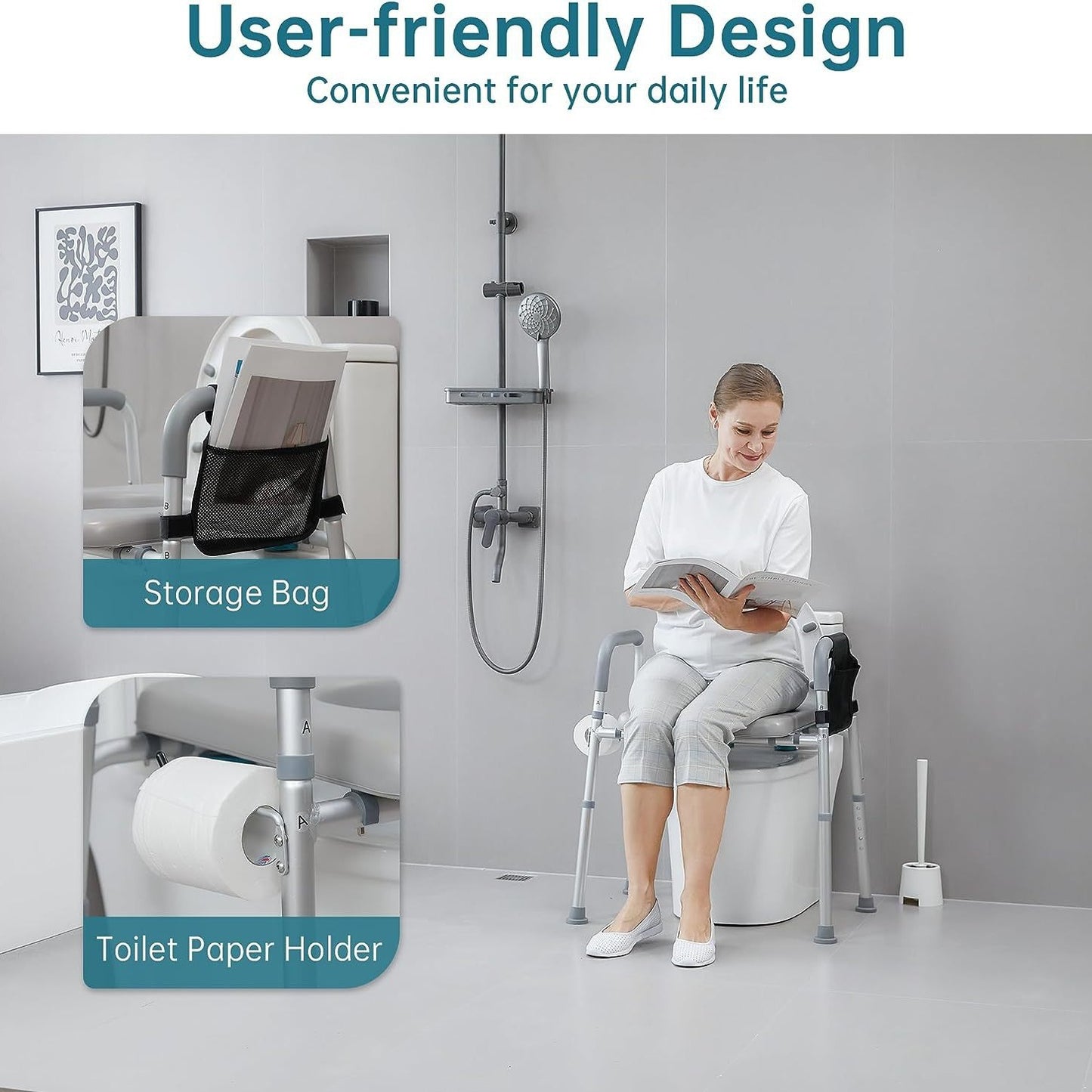 Four-in-one Toilet Chair Safety Armrest Height Booster