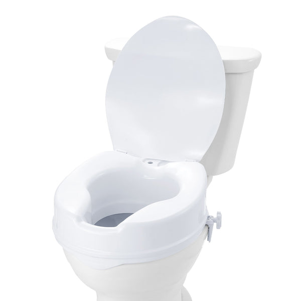 Toilettensitzerhöhung Erhöhter Toilettensitz, 10 Cm, 136 Kg Tragkraft, Universelle Toilettensitzerhöhung, Schraubstangenverriegelung, Mit Toilettensitz, Für Behinderte, Patienten, Schwangere