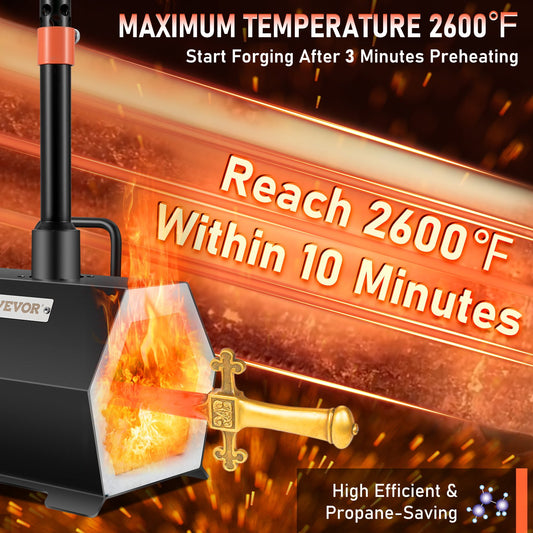 Gas Schmiedeofen Sechseck, 250 X 215 X 190 Mm Gas Schmiede Mit Brenner, Gold, Messing, Bronze, Magnesium, Aluminium, Zinn Und Edelstahl, Gas Propan Forge Schmiedeofen 2 M Gasschlauch
