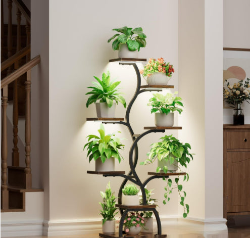 Metal Ironwood Indoor Plant Stand With Grow Lightsperfect For Indoor Gardening
