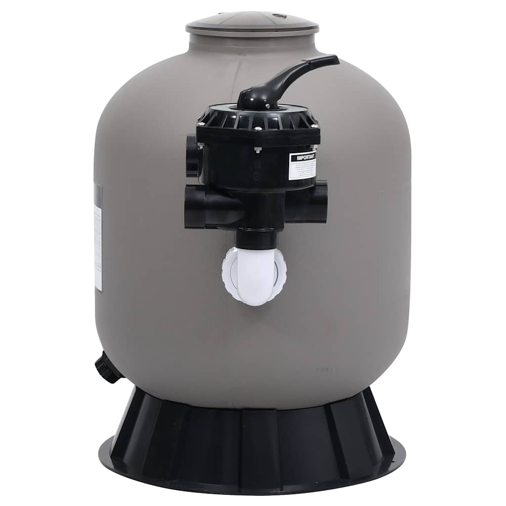 Pool Sand Filter with Side-Mounted 6-Way Valve, Grey