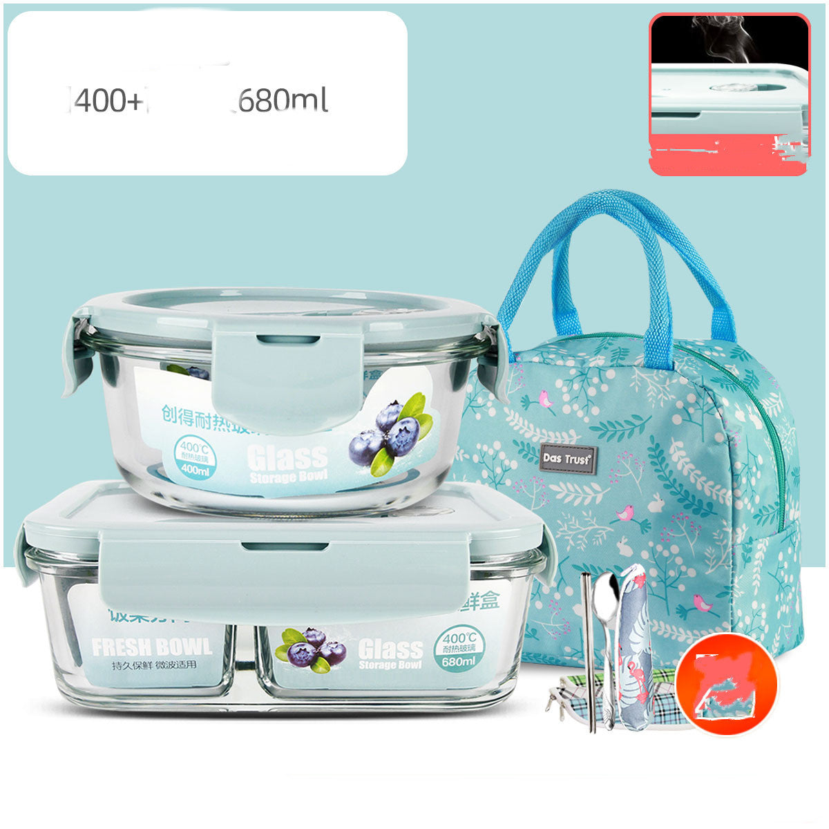 Microwaveable Glass Lunch Box For Office Workers