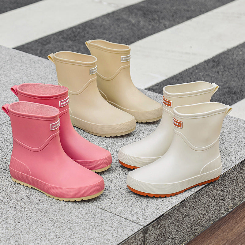 Mid-calf Women's Stylish Water Shoes Outdoor Non-slip Adult Rain Boots