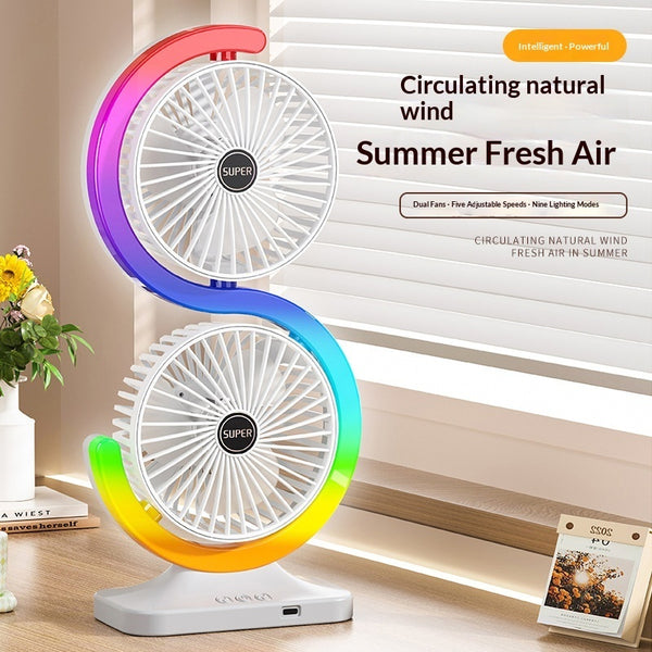 Dual-head Circulating Mini Ambient Light Fan