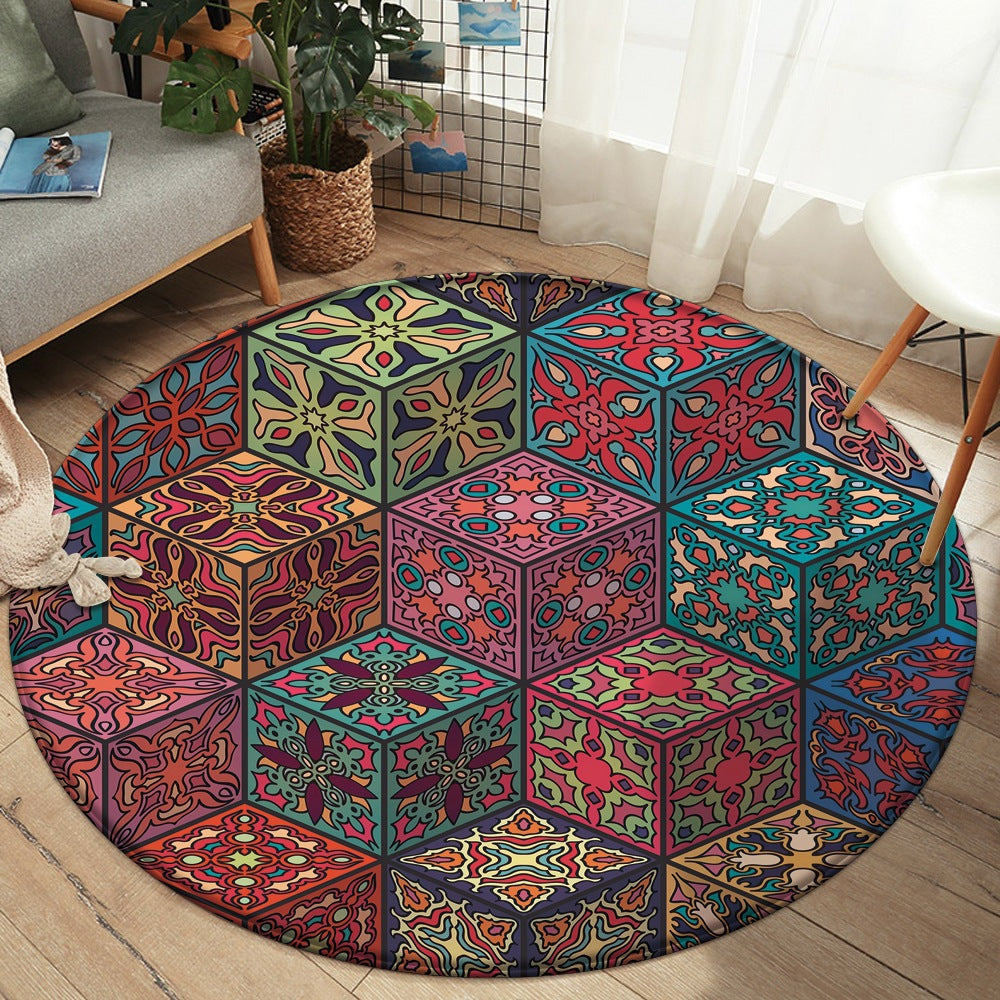 Flannel Carpet Mandala Printed Round