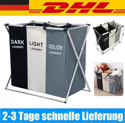 Waschesammler Faltbar Waschesortierer Waschekorb Wasche Box 3 Facher Waschesack