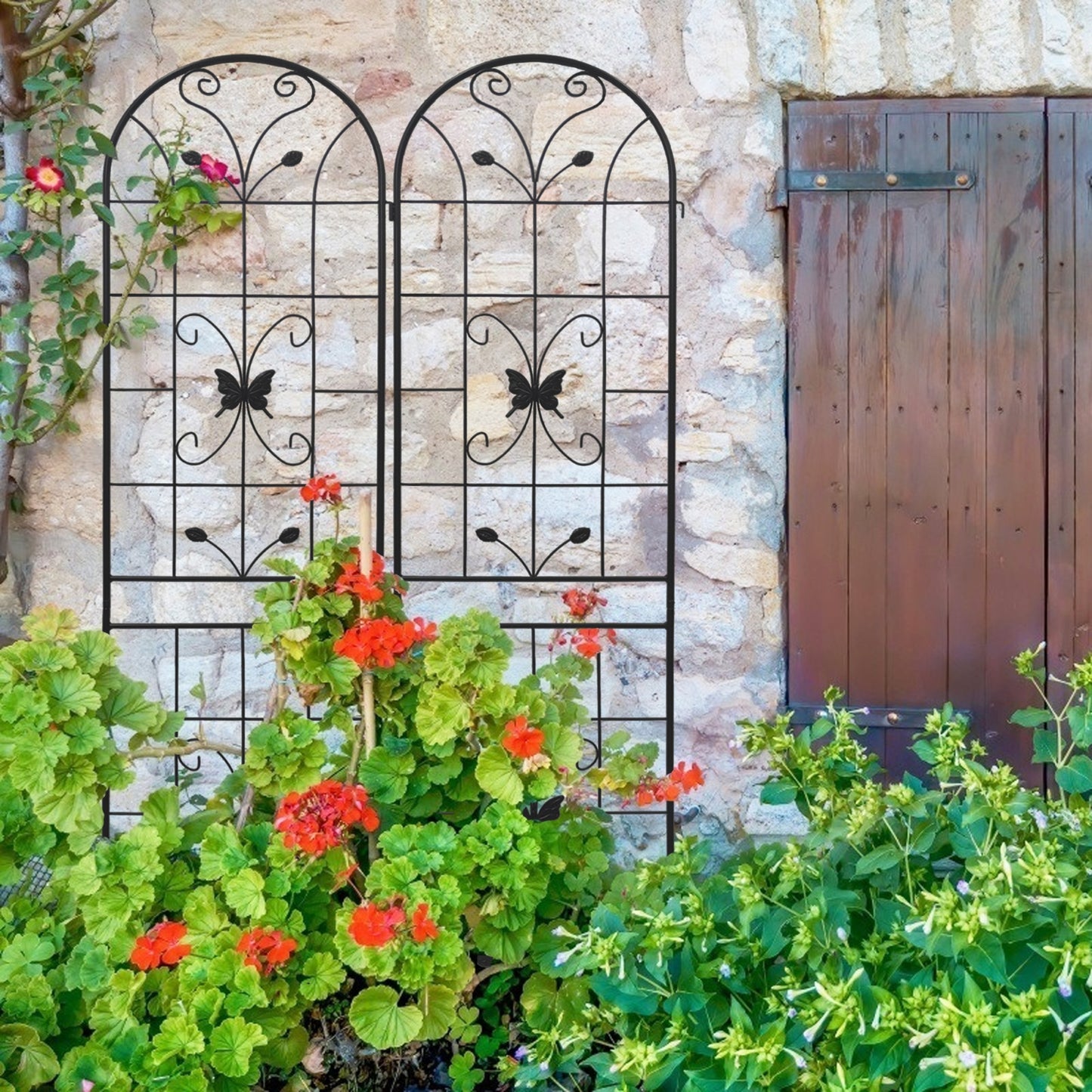 4 Pack Metal Garden Trellis 86.7x19.7Rustproof For Climbing Plants Outdoor