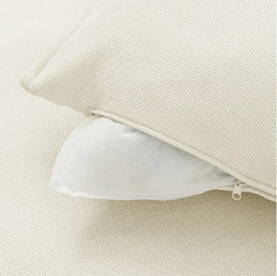 Comfy Cloud Couch Sectional 3 Seat Sofa With 2 Ottoman, Chenille Sofa Sleeper Deep Seat Sofa With Throw Pillows For Living Room Beige White