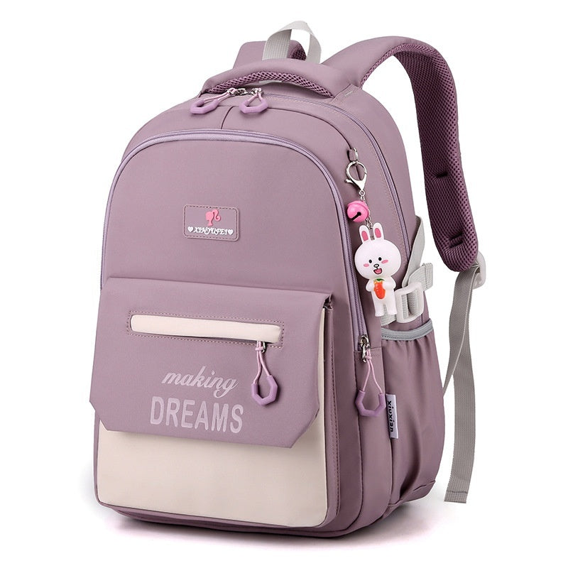 Primary School Student Schoolbag Lightweight And Large Capacity Contrast Color