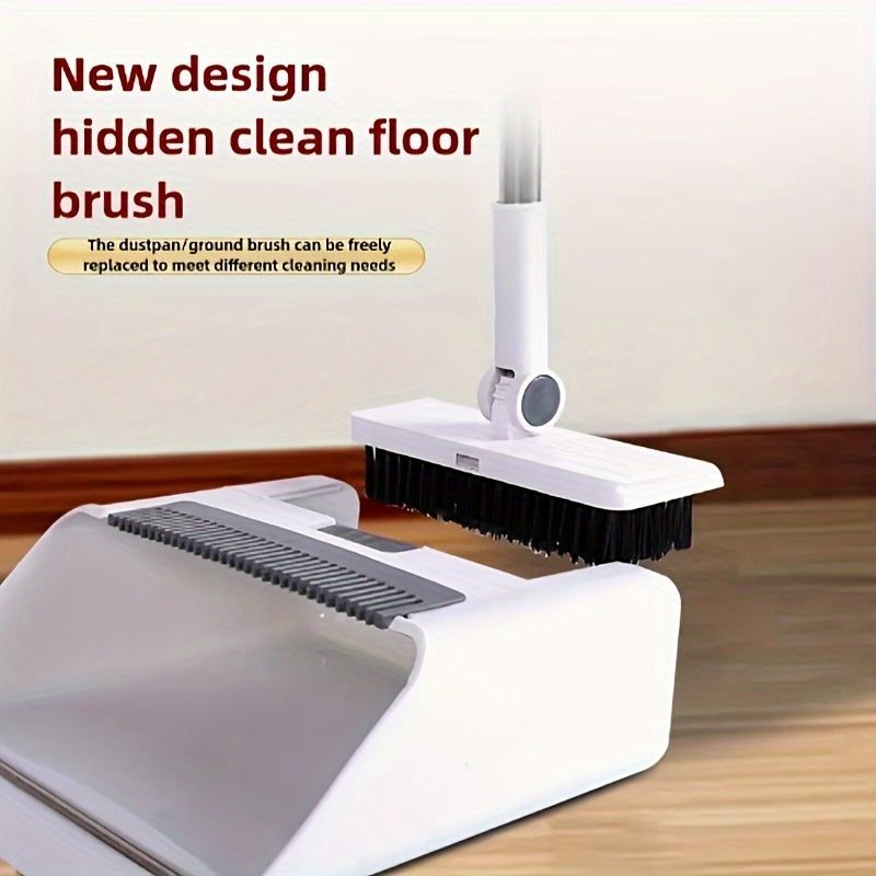 Broom And Dustpan Set 4-in-1 Multi-functional Cleaning Set Adjustable Sweeping And Water-scrubbing Broom Bathroom And Kitchen Floor Scraper Floor Brush  Garbage Shovel Thick Plastic And Handle Ho