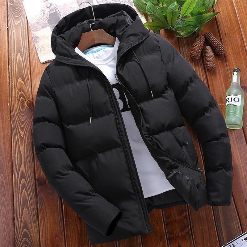 Men's Loose Short Hooded Cotton Jacket