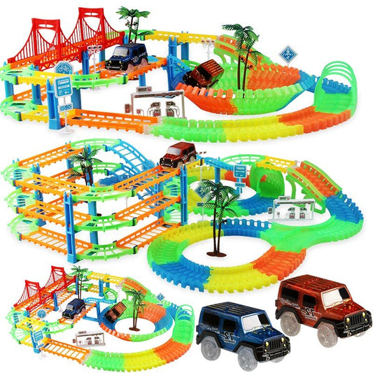 Electric light 2 in 1 track car set