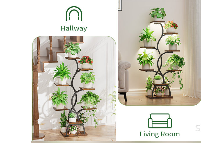 Metal Ironwood Indoor Plant Stand With Grow Lightsperfect For Indoor Gardening