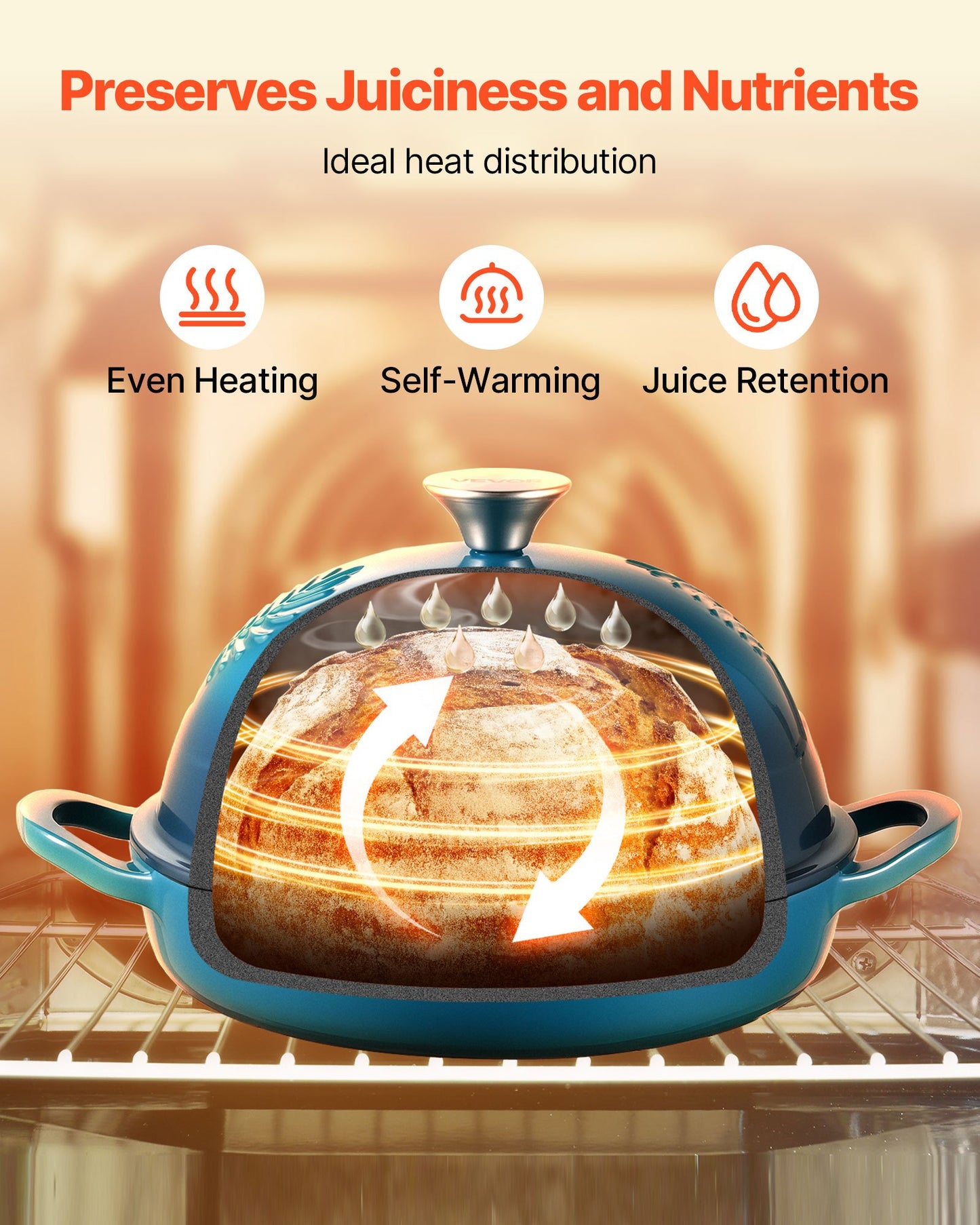 Enameled Cast Iron Dutch Oven Heavy-Duty Cookware With Lid Dual Handles 5 Qt