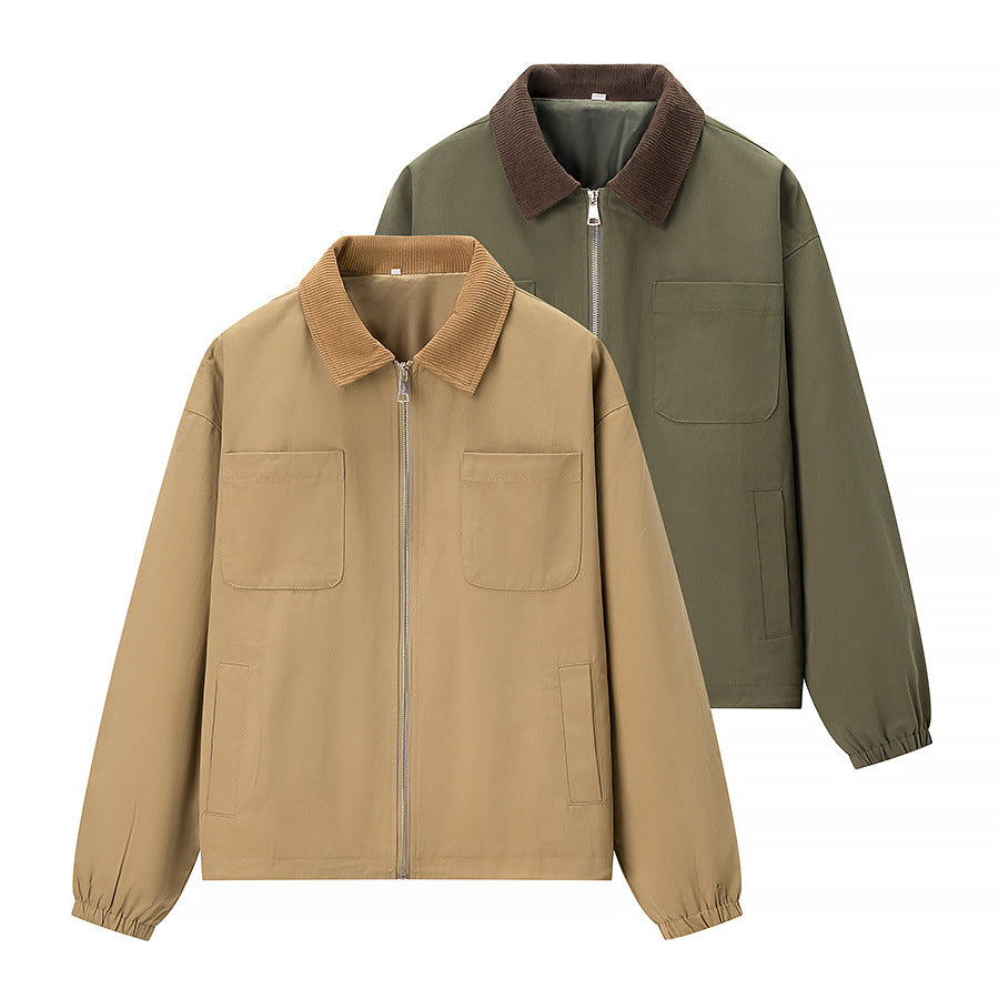 Women's Casual Zipper Short Jacket Coat Lapel Fashion Jacket