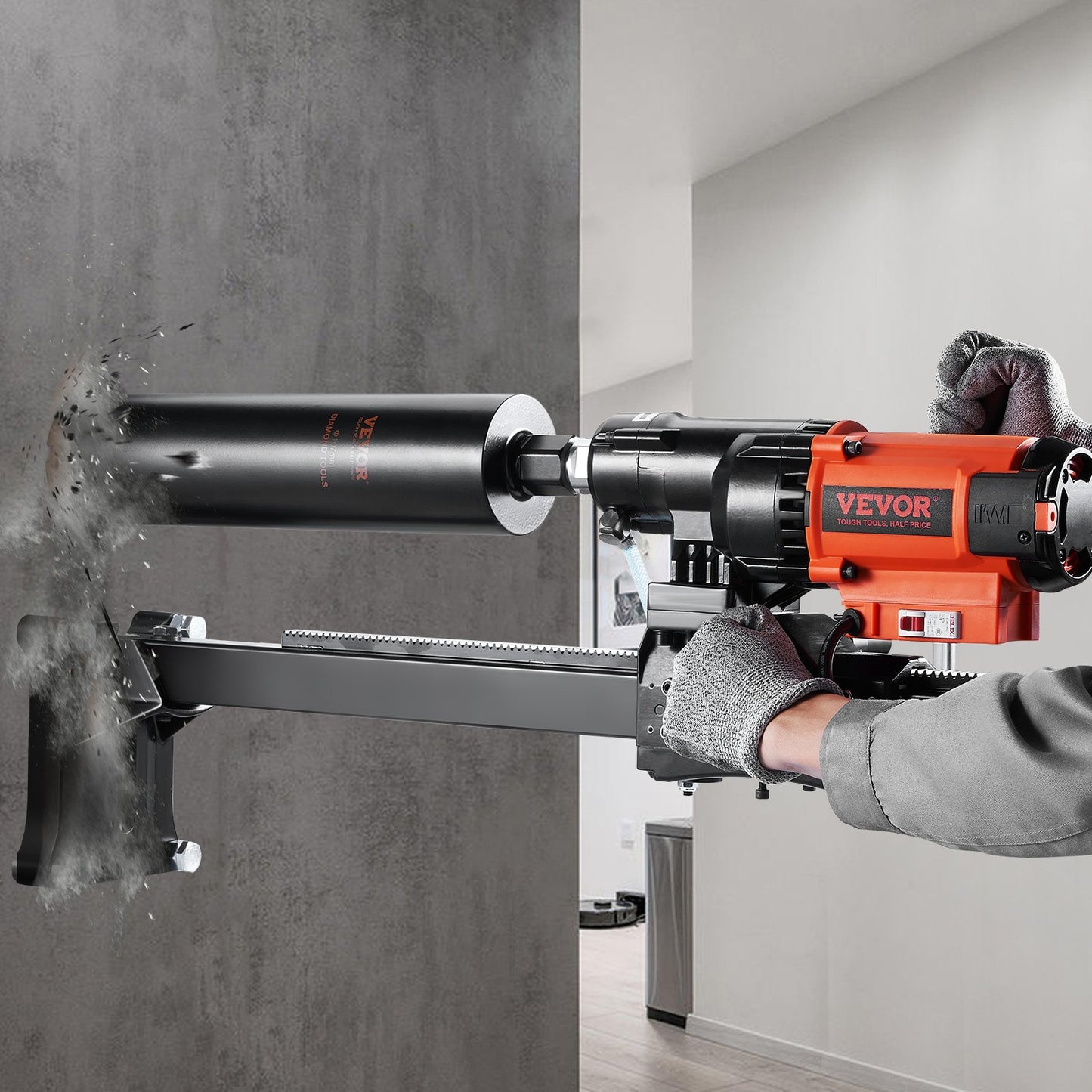 Diamond Core Drilling Machine, 8in Wet&Dry Concrete Core Drill Rig With Stand, 750RPM Speed