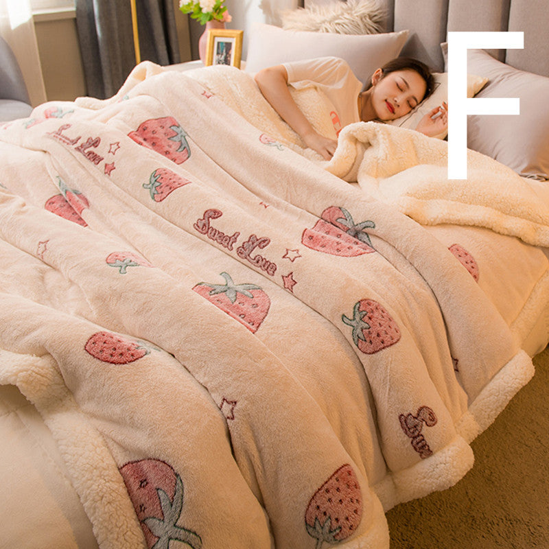 Multifunctional Warm Double-sided Plus Velvet Lamb Wool Blanket Quilt Cover