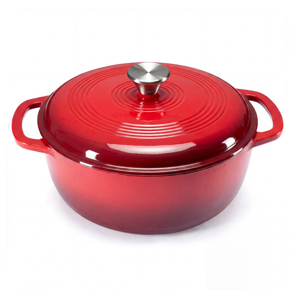 6 Quart Enameled Cast Iron Dutch Oven, Moisture-Sealing Lid For Bread Baking, Braising, Slow Cooking, Dual Handles, Oven Safe