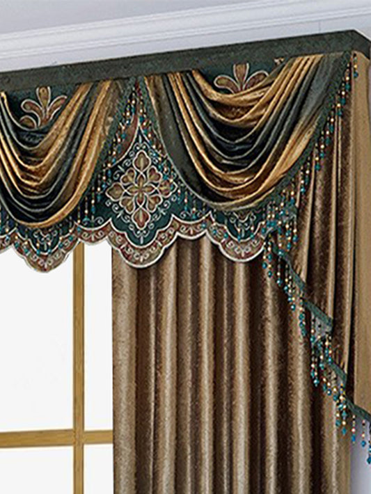 Two Pieces Of Luxurious European Villa Curtains With Elegant Floral Patterns, Suitable For Living Room And Bedroom