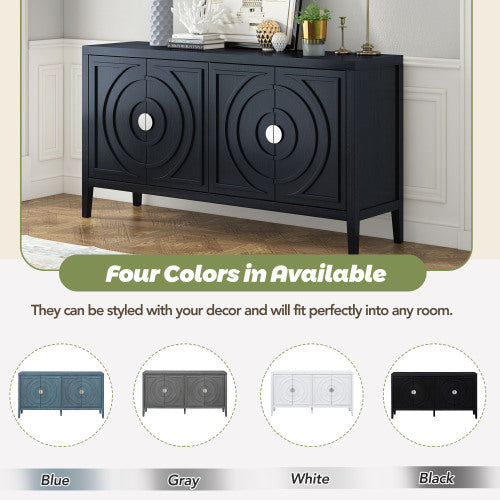 Vintage Sideboard With Round Recessed Design Round Metal Doorknob For Entrance, Dining Room, Living Room