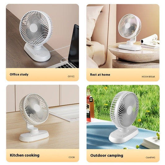 Electric Fan Household Usb Charging Shaking Head Mute Desktop Air Circulator