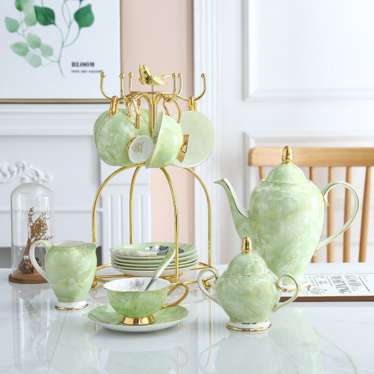 Modern Minimalist Coffee Set With Bone China Tracing Gold