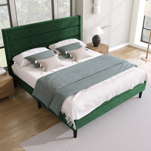 Linen Bed Frame With Slatted Frame