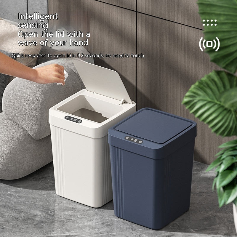 Automatic bathroom trash can with lid