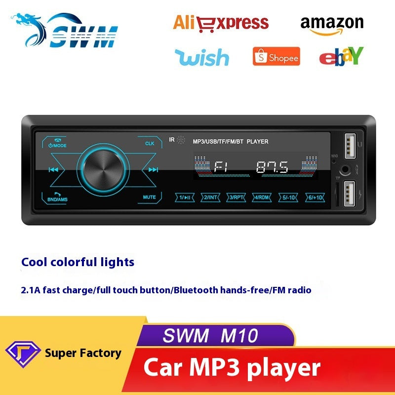 M10 Touch Screen Dual USB Vehicular Bluetooth MP3 Player Colorful Light Card U Disk Radio All-in-one Machine