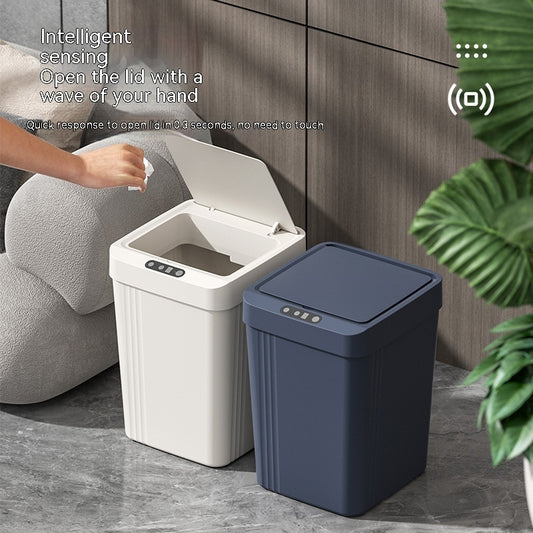 Automatic bathroom trash can with lid