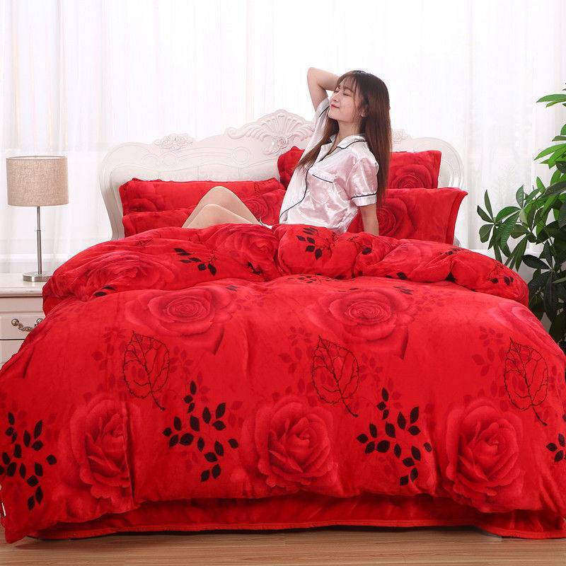 Winter Double-sided Fleece Thickened Warm Coral Quilt Cover Single Piece