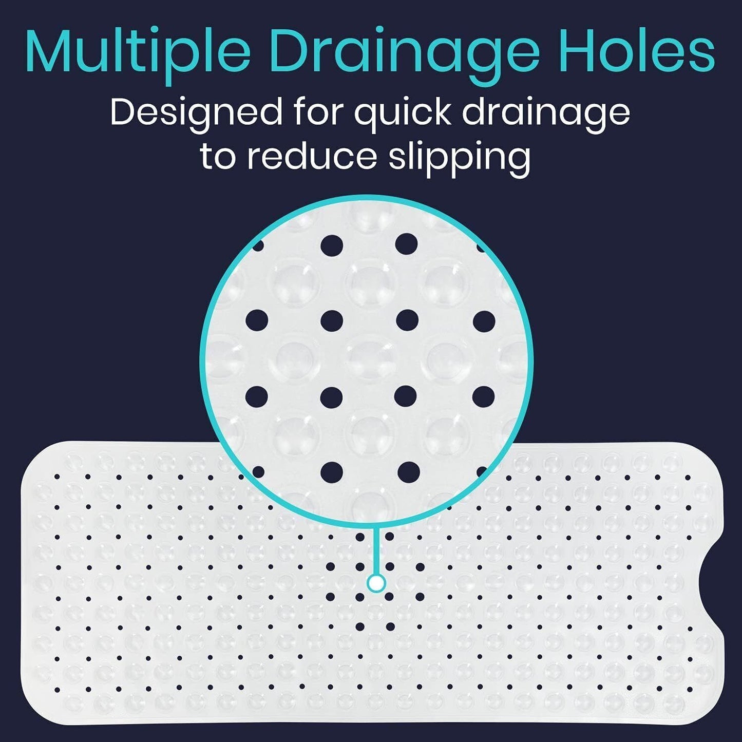 Non Slip Bath Mat Extra Large Shower Mat Bathtub Anti-Mold Rubber Strong Suction