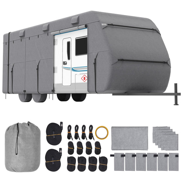 Wohnwagen-Schutzhülle Für 5,5-6,1 M Wohnwagen, Wohnwagenabdeckung Aus Vliesstoff Wasserdicht Winddicht Sonnenbeständig, Universal-Wohnwagenhülle Mit Aufbewahrungstasche Reparaturflicken Gurten
