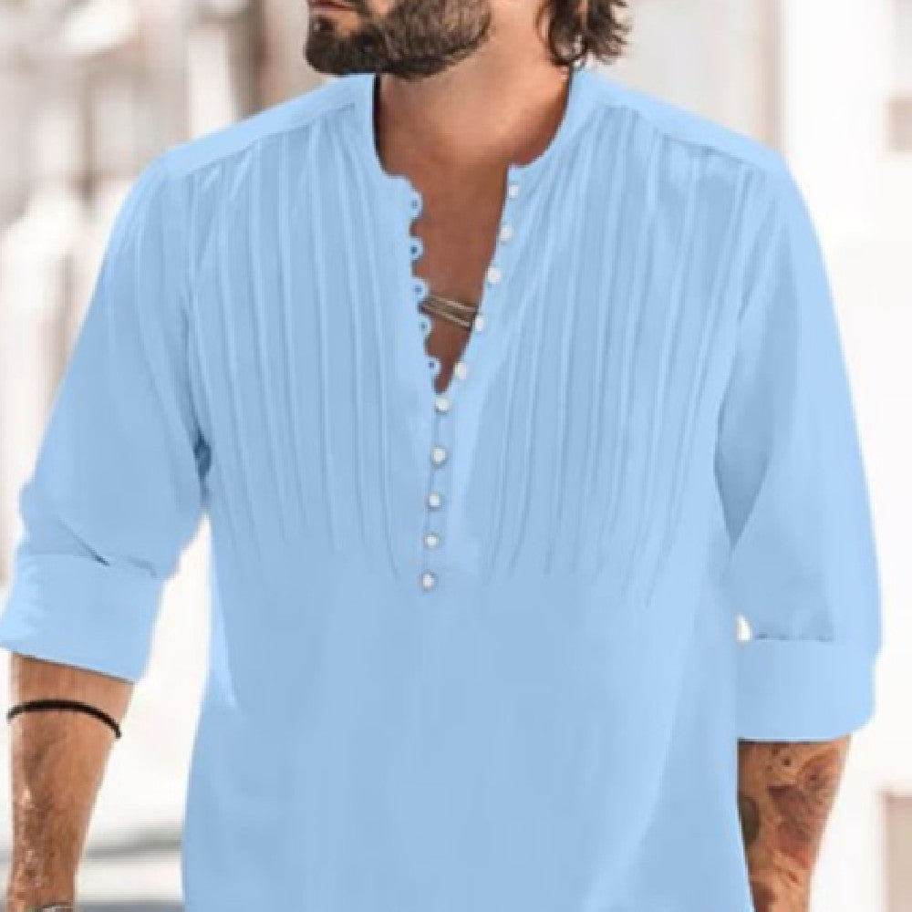 Men's Solid Color Stand Collar Shirt