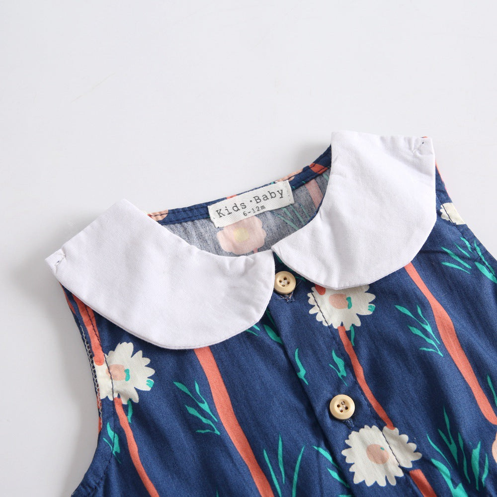 Cotton Printed Baby One-piece Doll Collar
