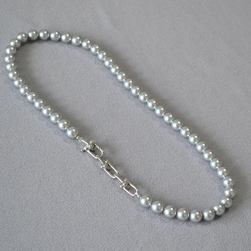 U-Clasp Artificial Pearl Design Elegant Collar Necklace For Women