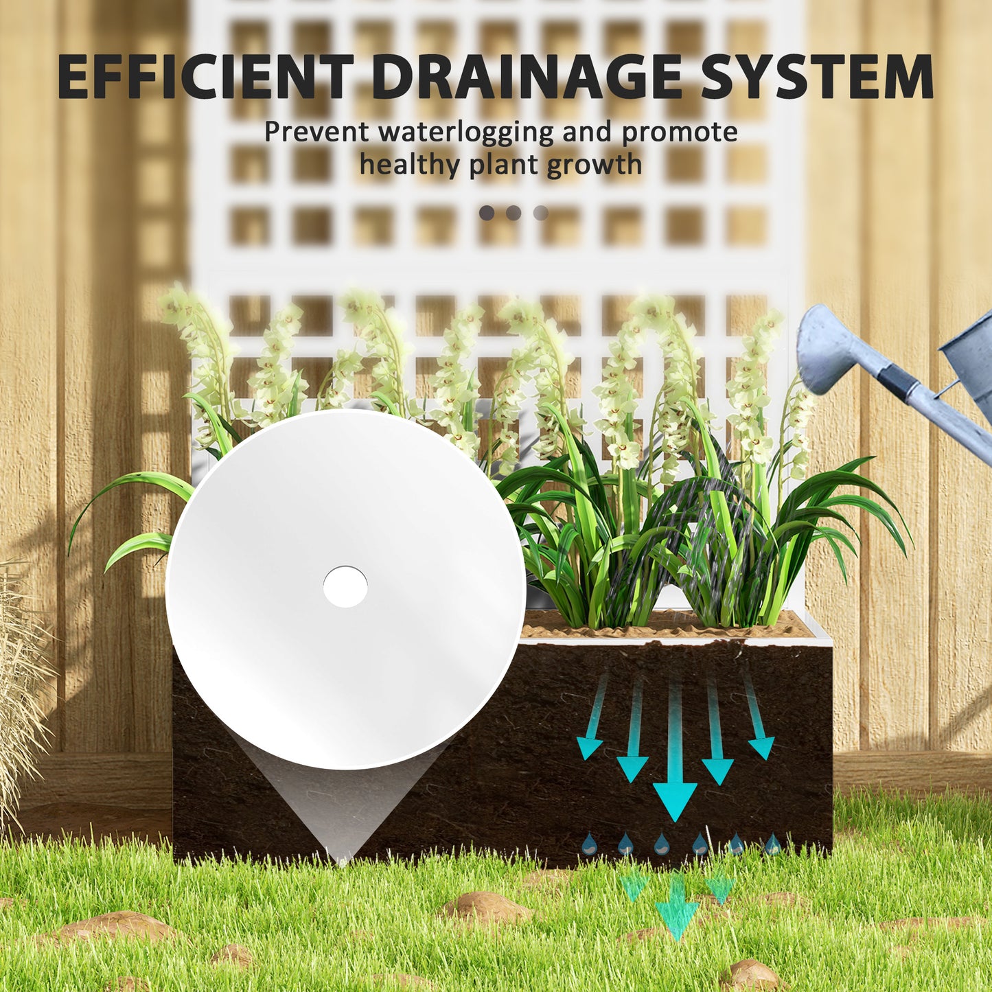 Galvanized Raised Garden Bed Planter Box with Trellis for Climbing Plants, Vegetable, Vines, 35" x 16" x 70", White