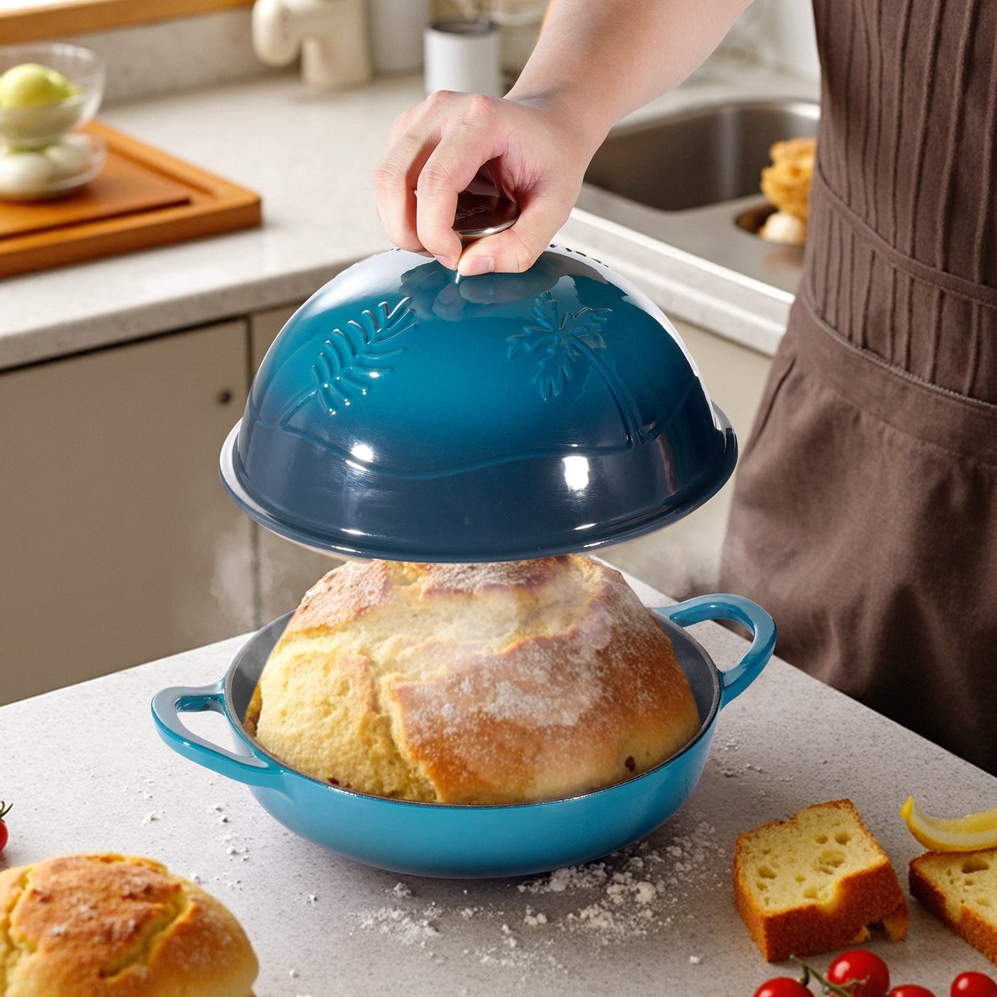 Enameled Cast Iron Dutch Oven Heavy-Duty Cookware With Lid Dual Handles 5 Qt