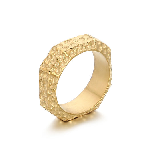 Hammer Pattern Ancient Concave Stone Pattern Men's Ring
